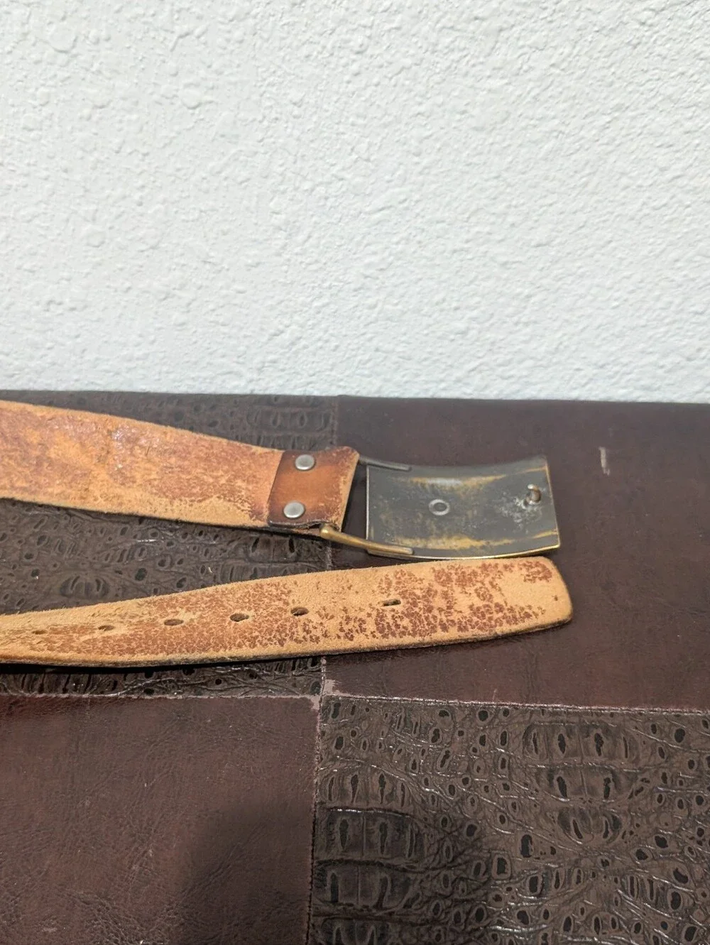 Vintage Levi Strauss & Co. Leather Belt Brass Buckle Made in USA